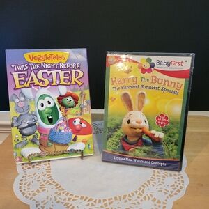 Lot of 2 Childs DVD's: Veggie Tales 'Twas the Night B4 Easter & Harry the Bunny